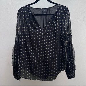 [Worthington] Black Blouse with Gold Detail